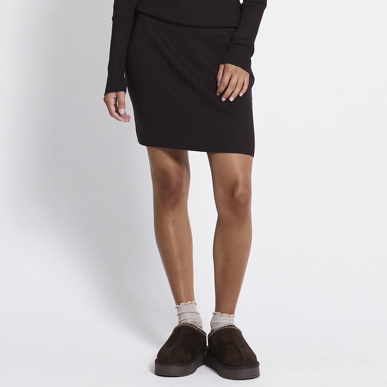 Short rib-knit skirt "Jasmina" Brown